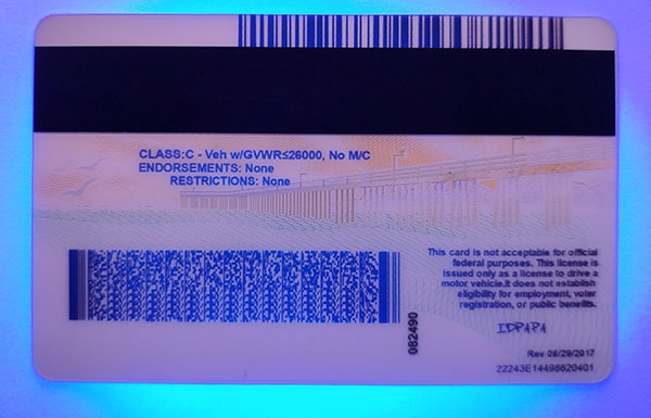 California Fake id front side