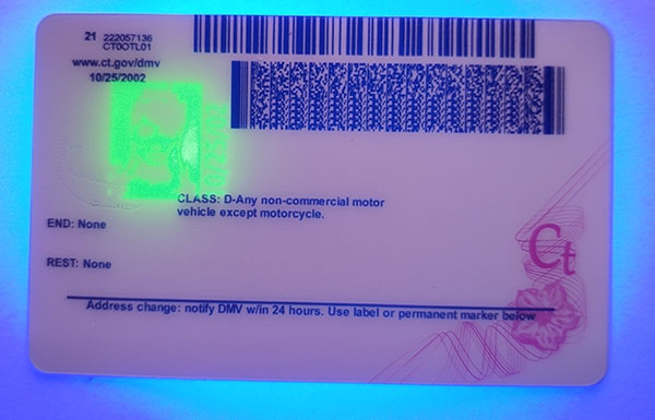 Connecticut Fake id front side