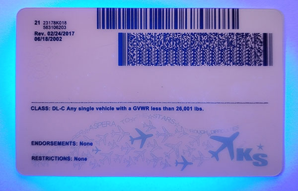 Kansas Fake id front side