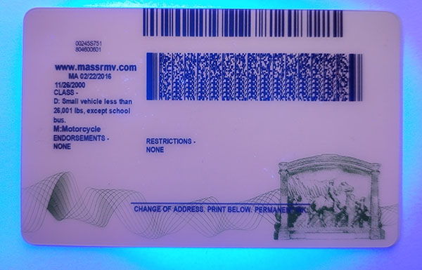 Massachusetts Fake id front side
