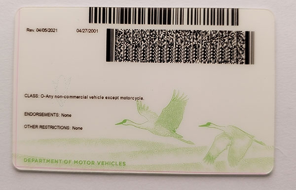 Nebraska Fake id front side