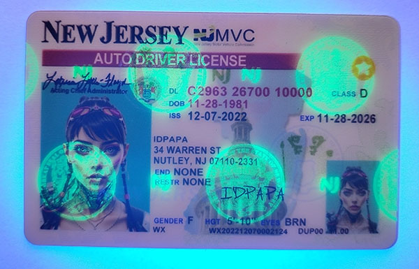 New Jersey Fake Dirvers Licence