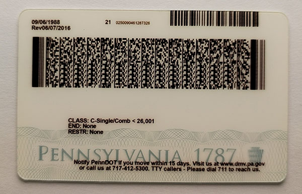 Pennsylvania Fake id front side