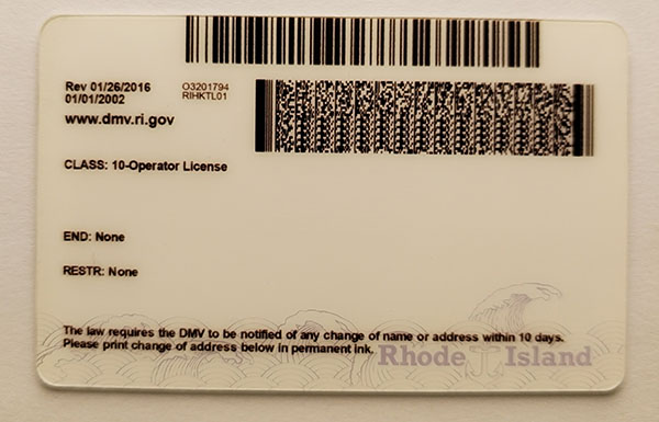 Rhode Island Fake id front side