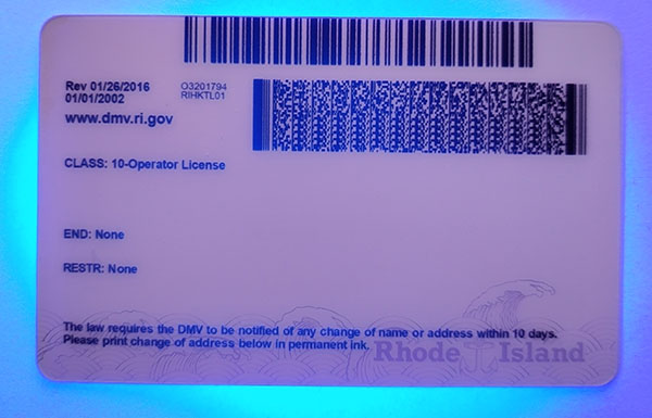 Rhode Island Fake id front side