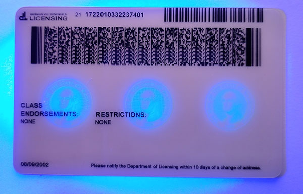 Washington Fake id front side